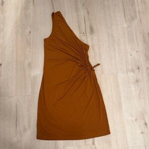 One-Shoulder Rust Dress